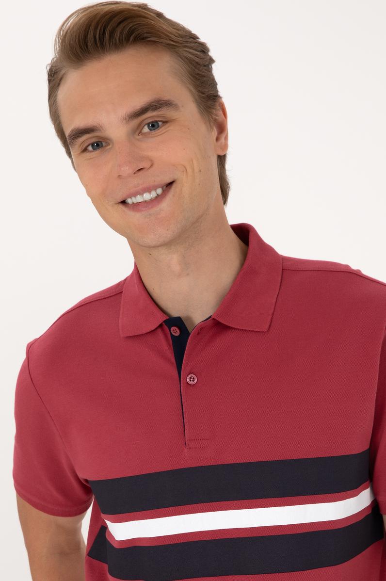 Erkek Regular Fit Vişne Polo Yaka Tişört