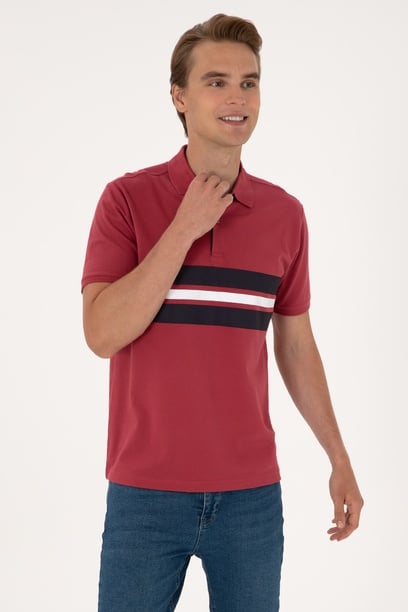Erkek Regular Fit Vişne Polo Yaka Tişört