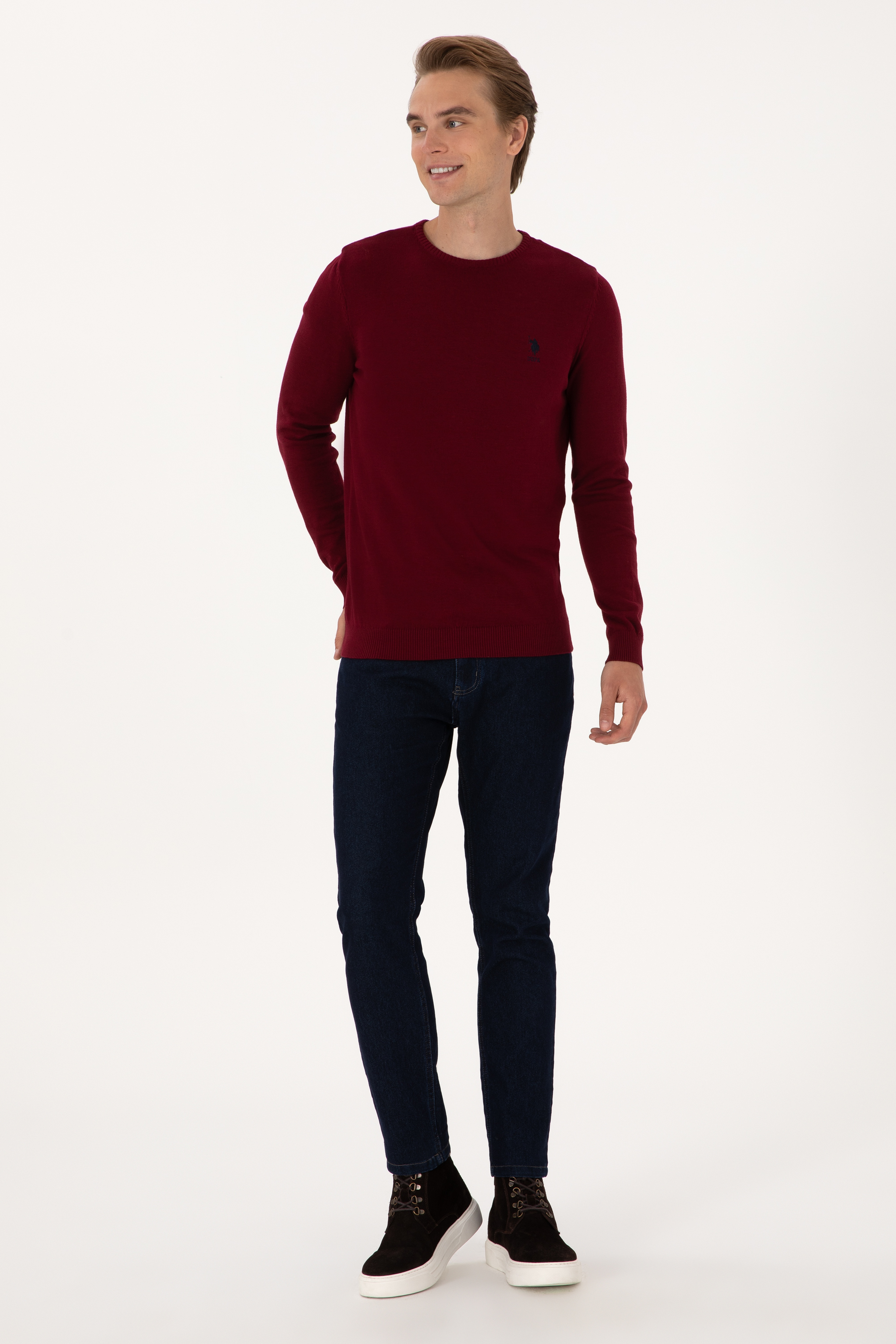 Erkek Bordo Basic Kazak - Image 4