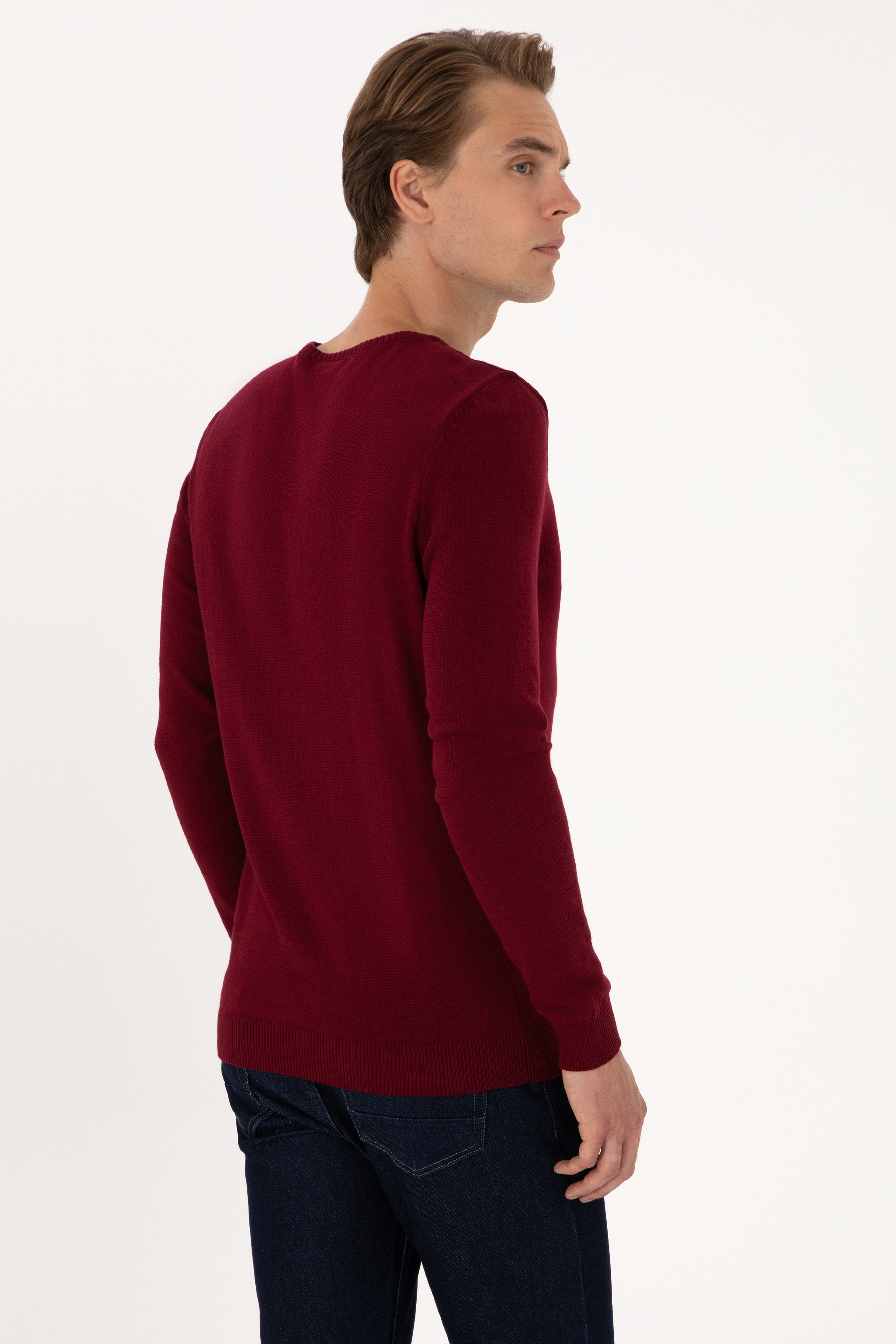 Erkek Bordo Basic Kazak - Image 5