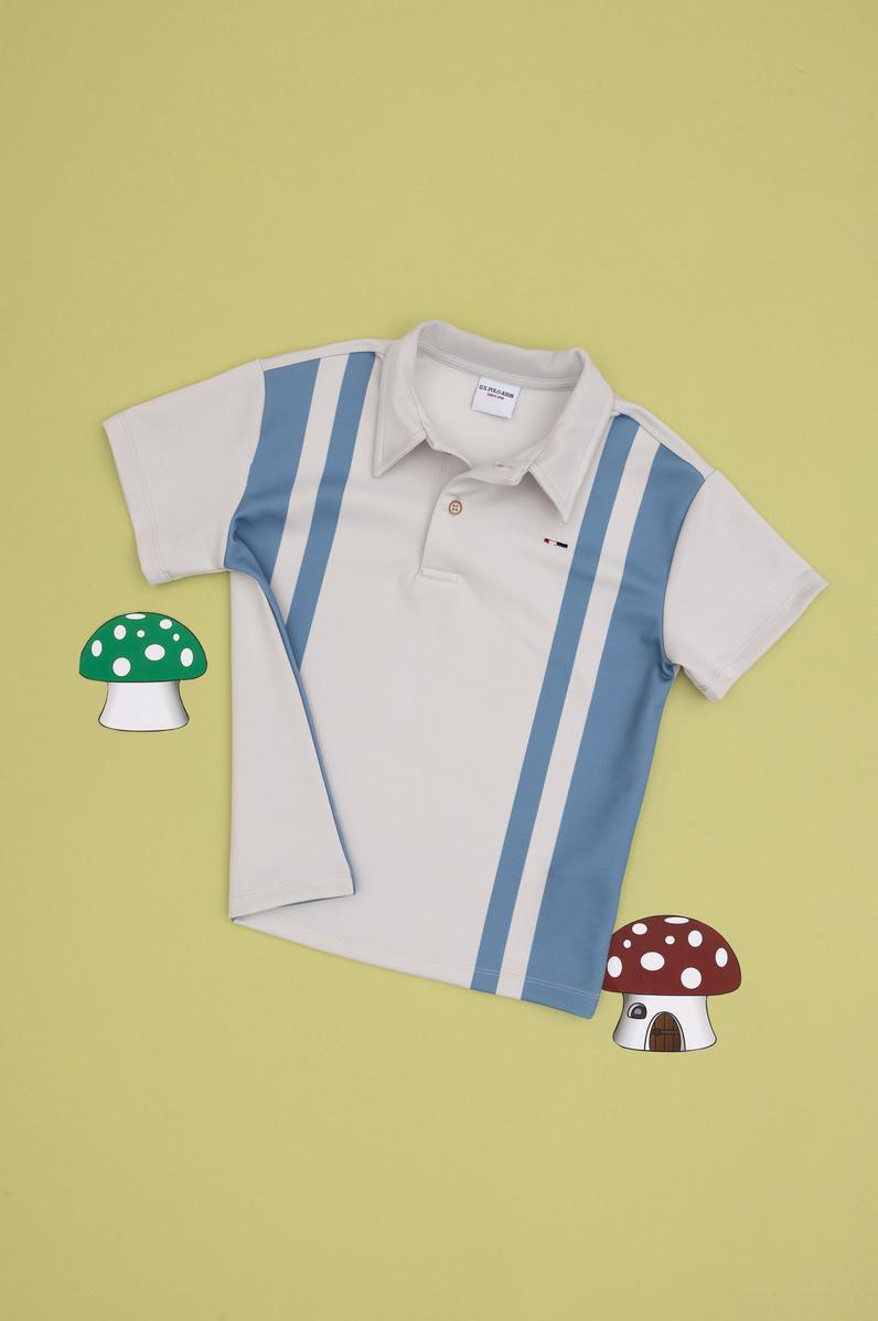 Erkek Çocuk Açık Gri Bisiklet Yaka Tişört