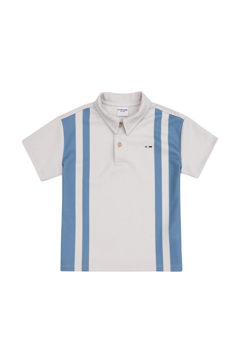 Erkek Çocuk Açık Gri Bisiklet Yaka Tişört