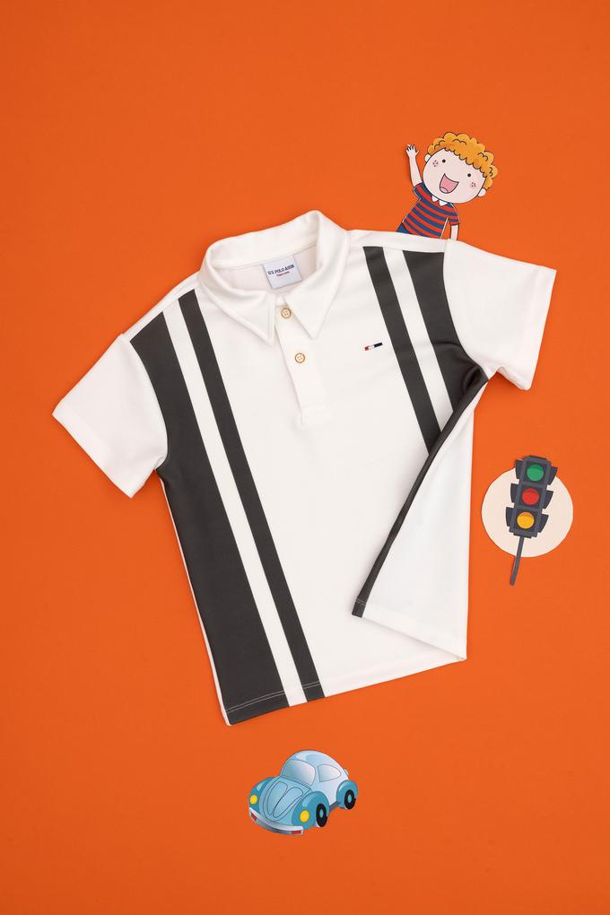 Erkek Çocuk Krem Bisiklet Yaka Tişört