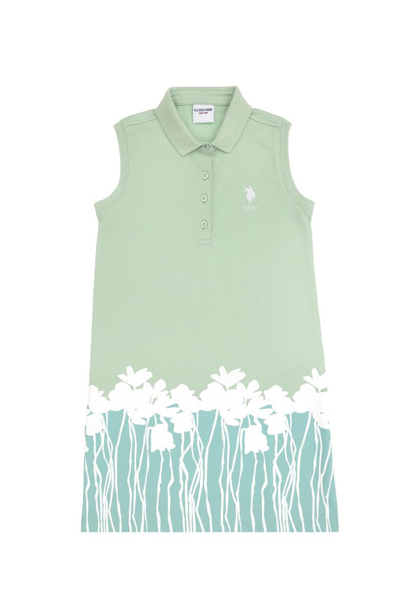 Kız Çocuk Su Yeşili Örme Elbise