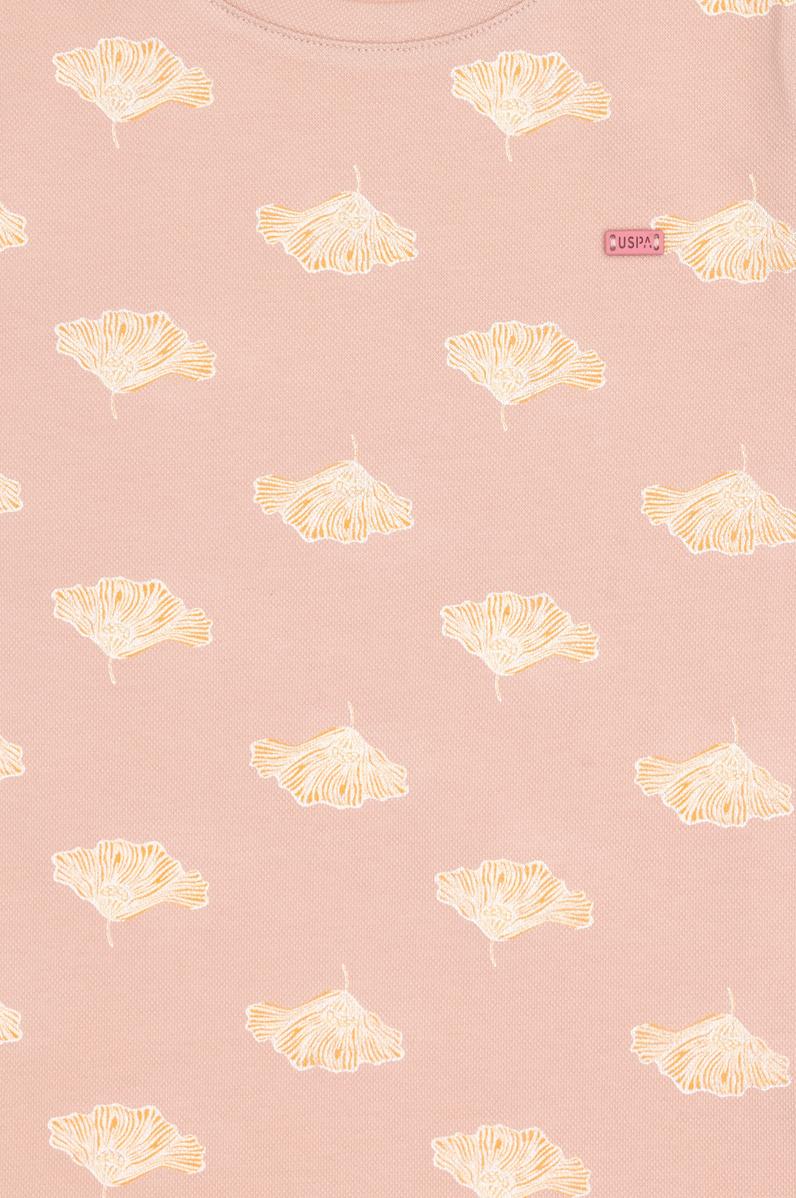 Kız Çocuk Pudra A-Form Bisiklet Yaka Örme Elbise