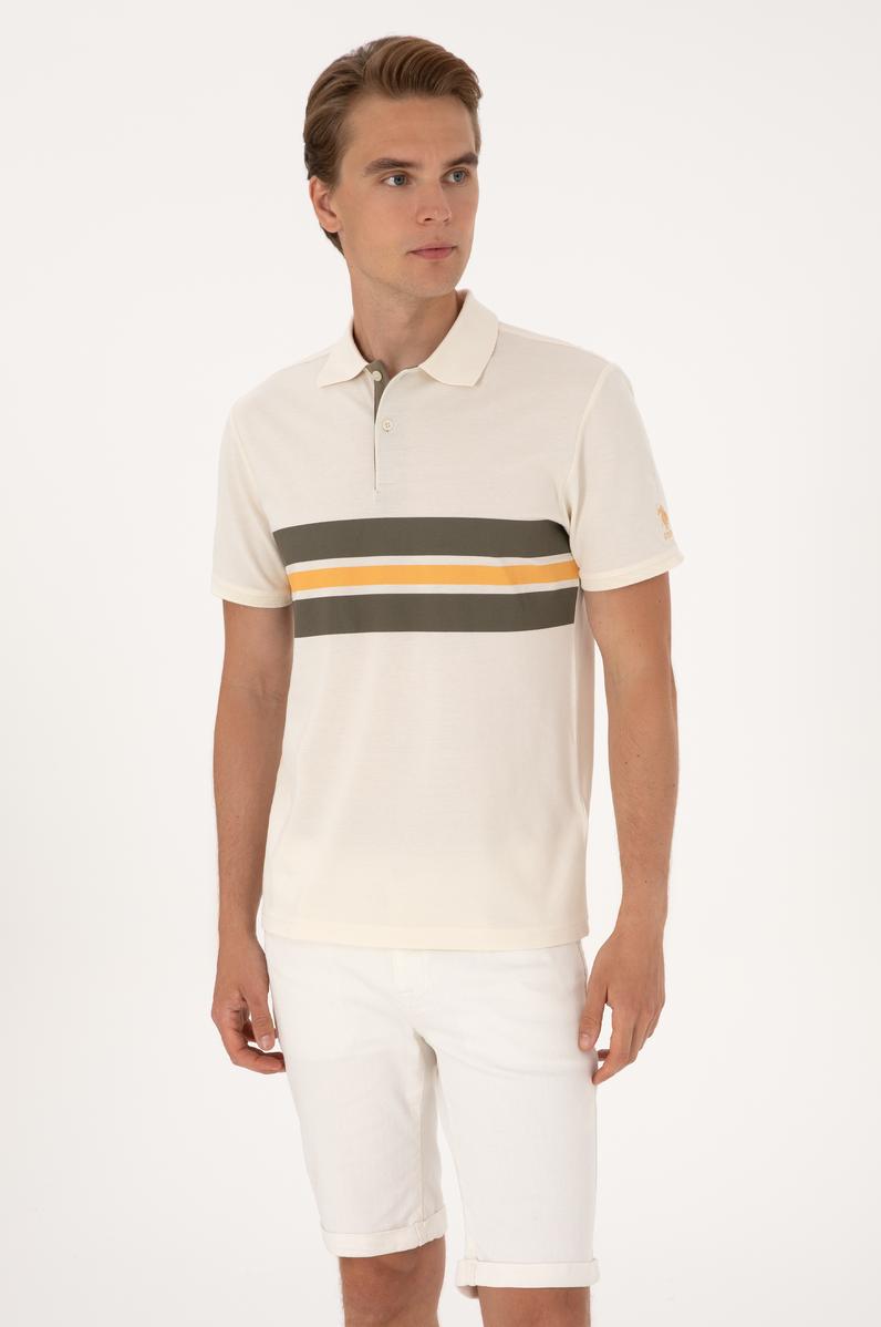 Erkek Regular Fit Krem Polo Yaka Tişört