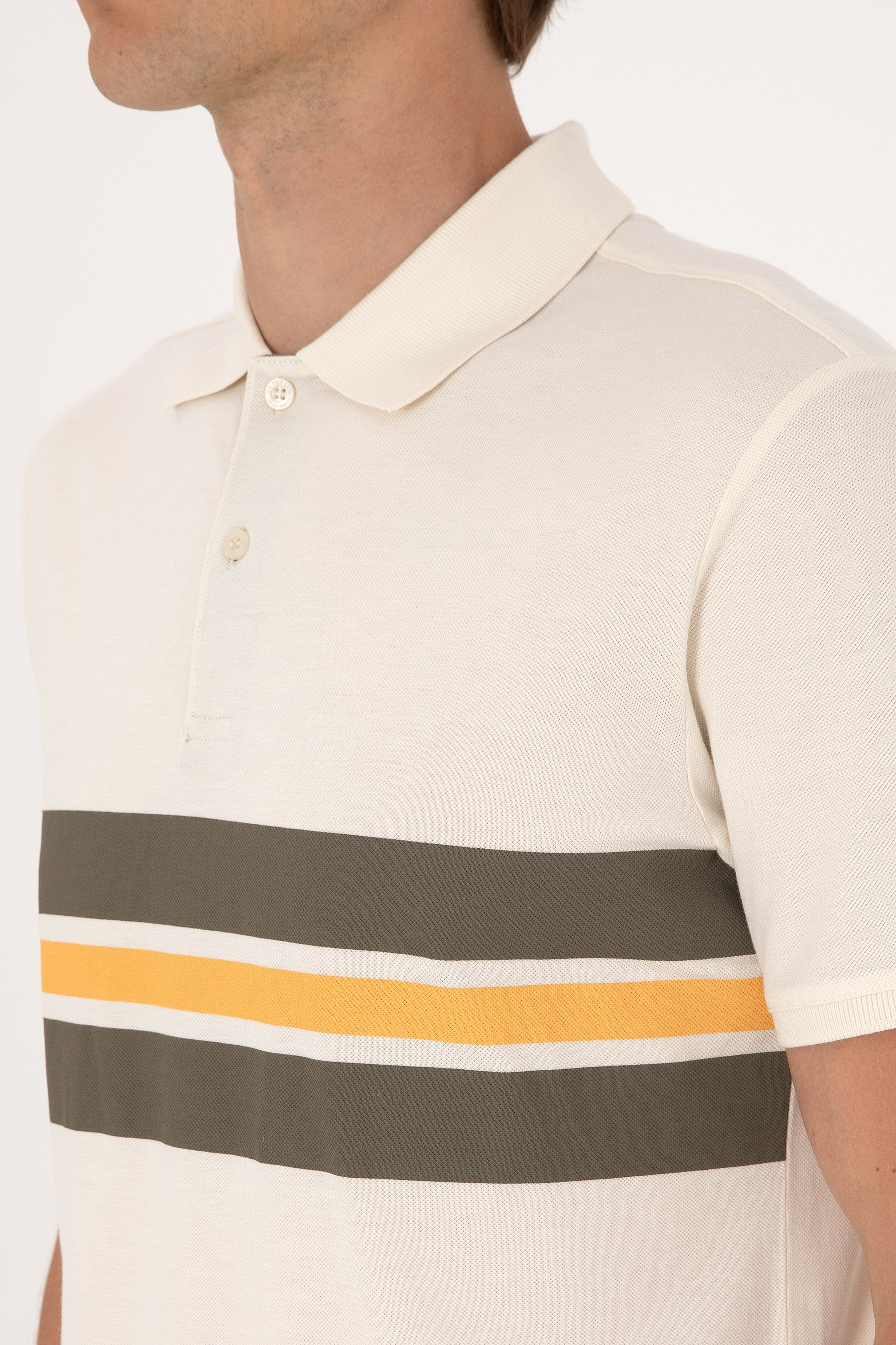 Erkek Regular Fit Krem Polo Yaka Tişört - Image 7