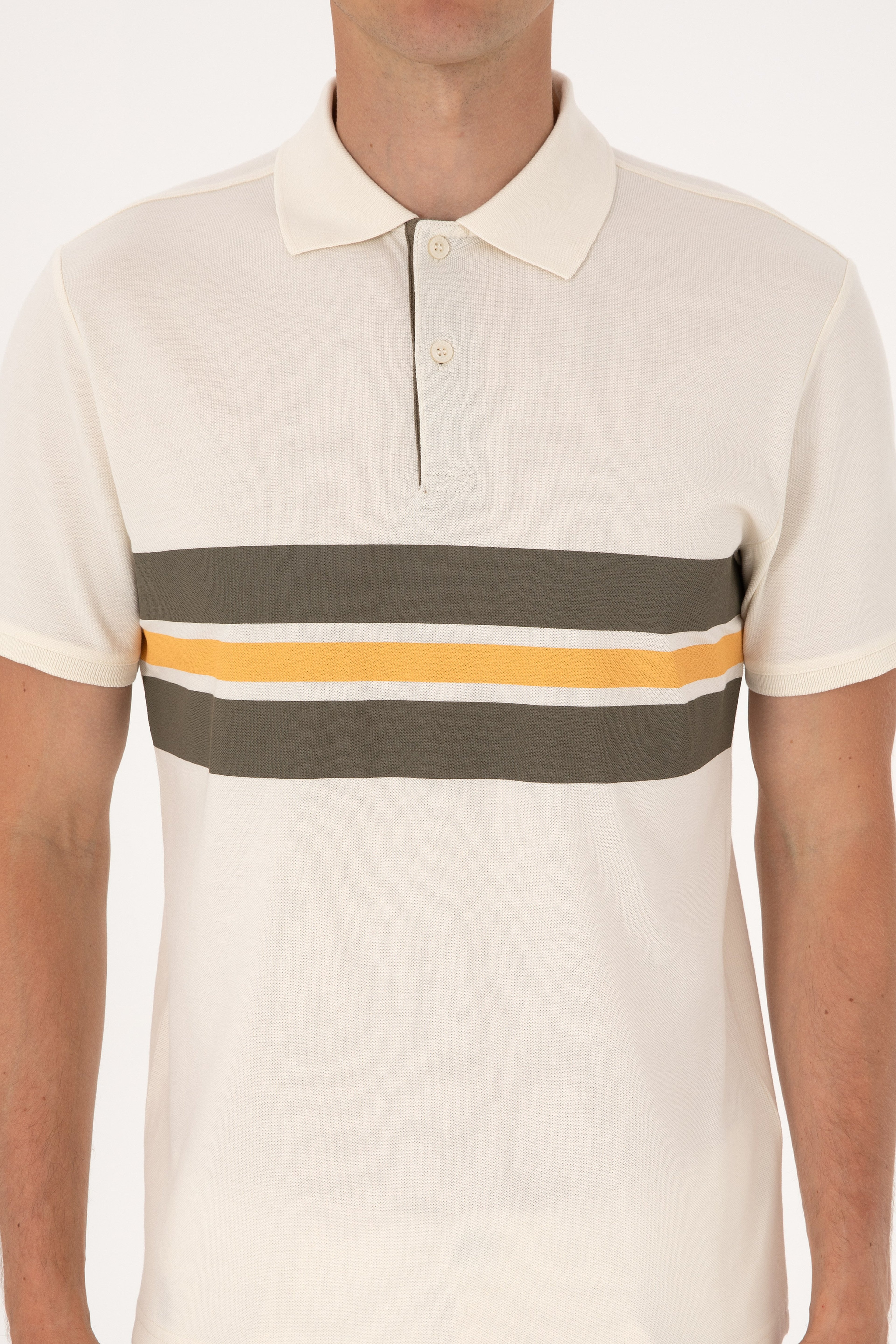 Erkek Regular Fit Krem Polo Yaka Tişört - Image 6