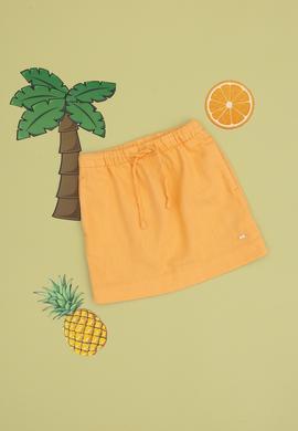 Kız Çocuk Turuncu Keten Karışımlı Dokuma Etek - 50304328072