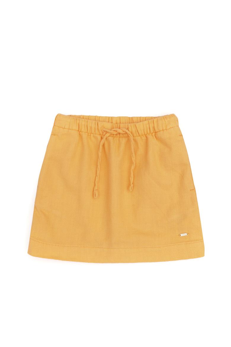 Kız Çocuk Turuncu Keten Karışımlı Dokuma Etek - 50304328072
