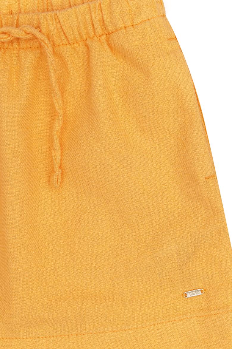 Kız Çocuk Turuncu Keten Karışımlı Dokuma Etek - 50304328072