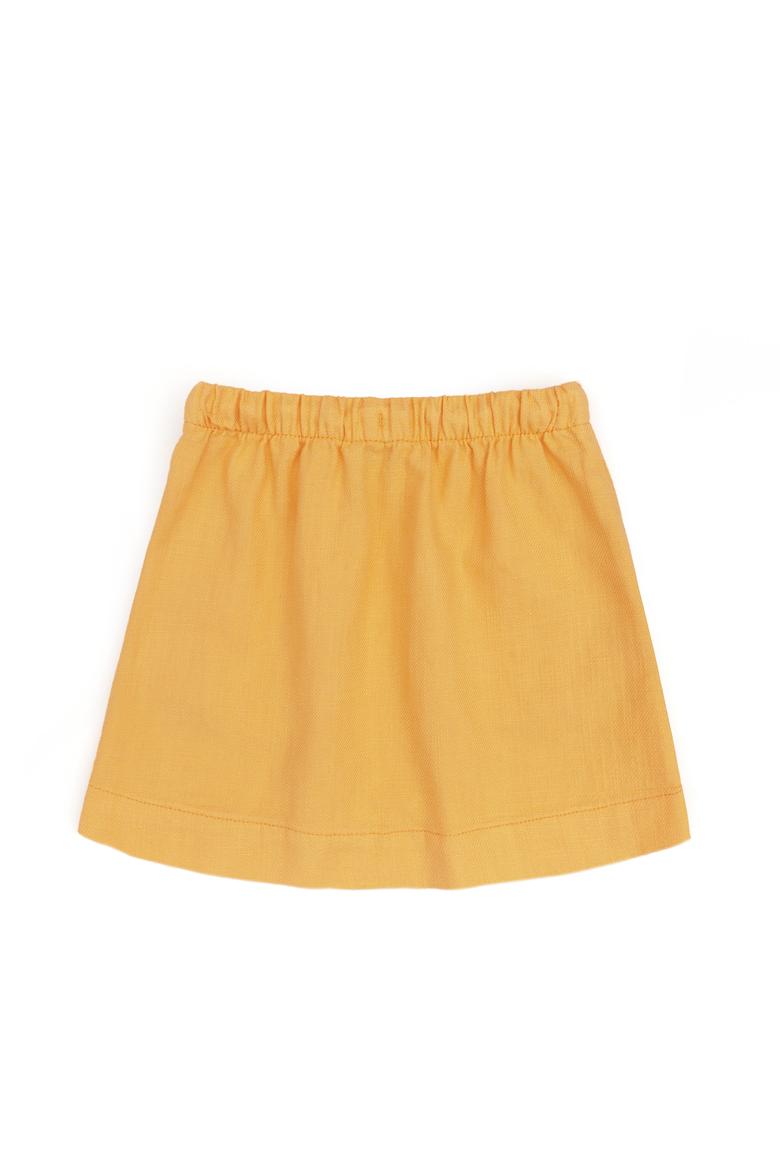 Kız Çocuk Turuncu Keten Karışımlı Dokuma Etek - 50304328072