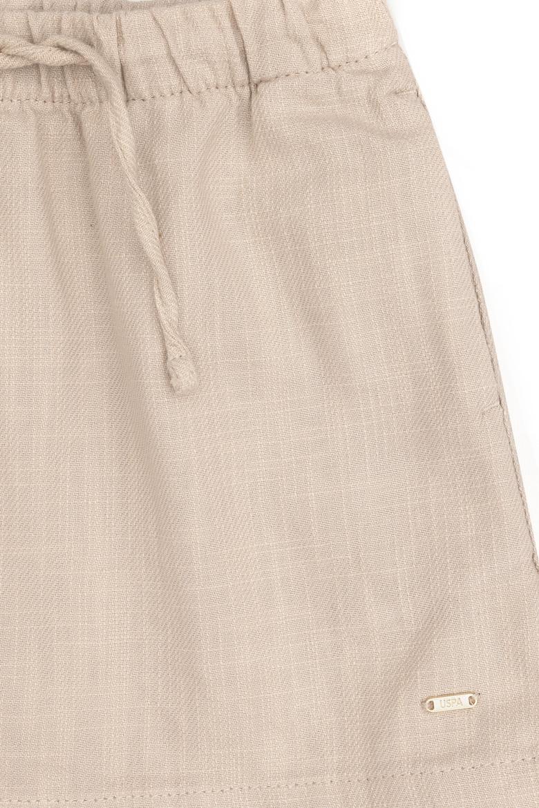 Kız Çocuk Bej Keten Karışımlı Dokuma Etek - 50304328061