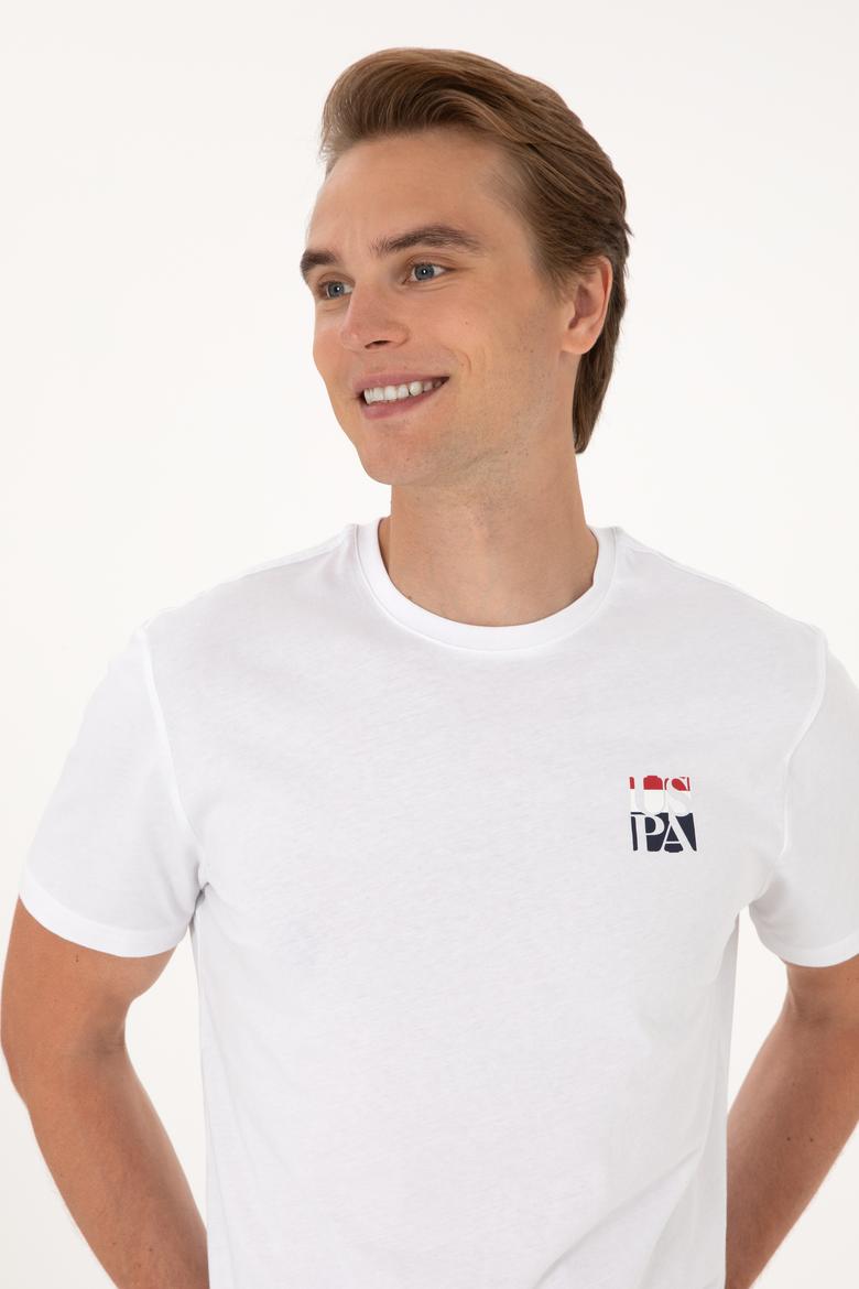 Erkek Regular Fit Beyaz Bisiklet Yaka Tişört - 50306911007