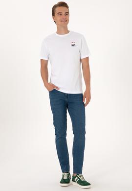 Erkek Regular Fit Beyaz Bisiklet Yaka Tişört - 50306911007