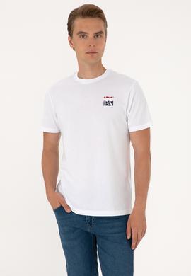 Erkek Regular Fit Beyaz Bisiklet Yaka Tişört - 50306911007