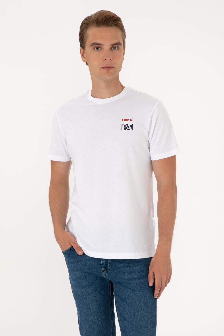 Erkek Regular Fit Beyaz Bisiklet Yaka Tişört