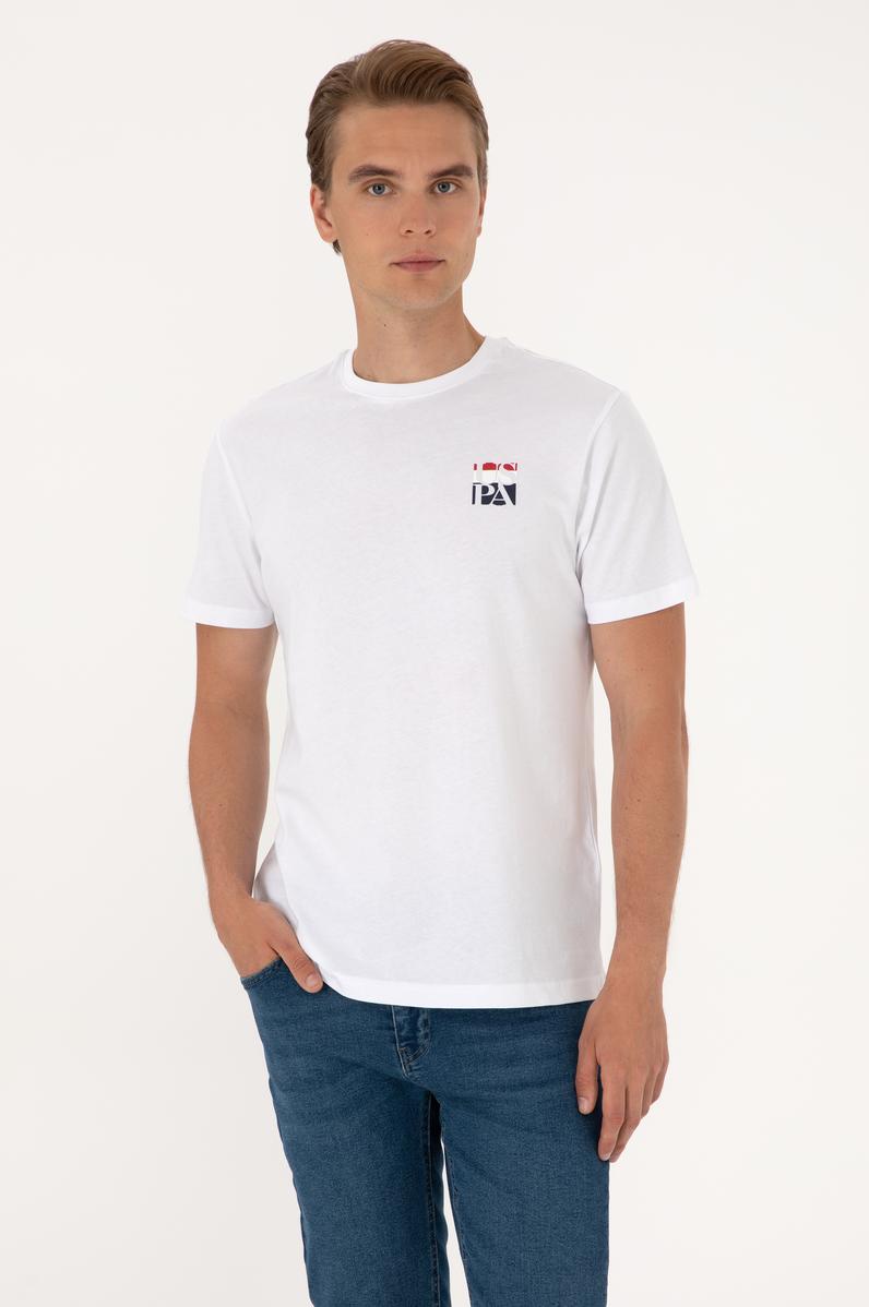 Erkek Regular Fit Beyaz Bisiklet Yaka Tişört