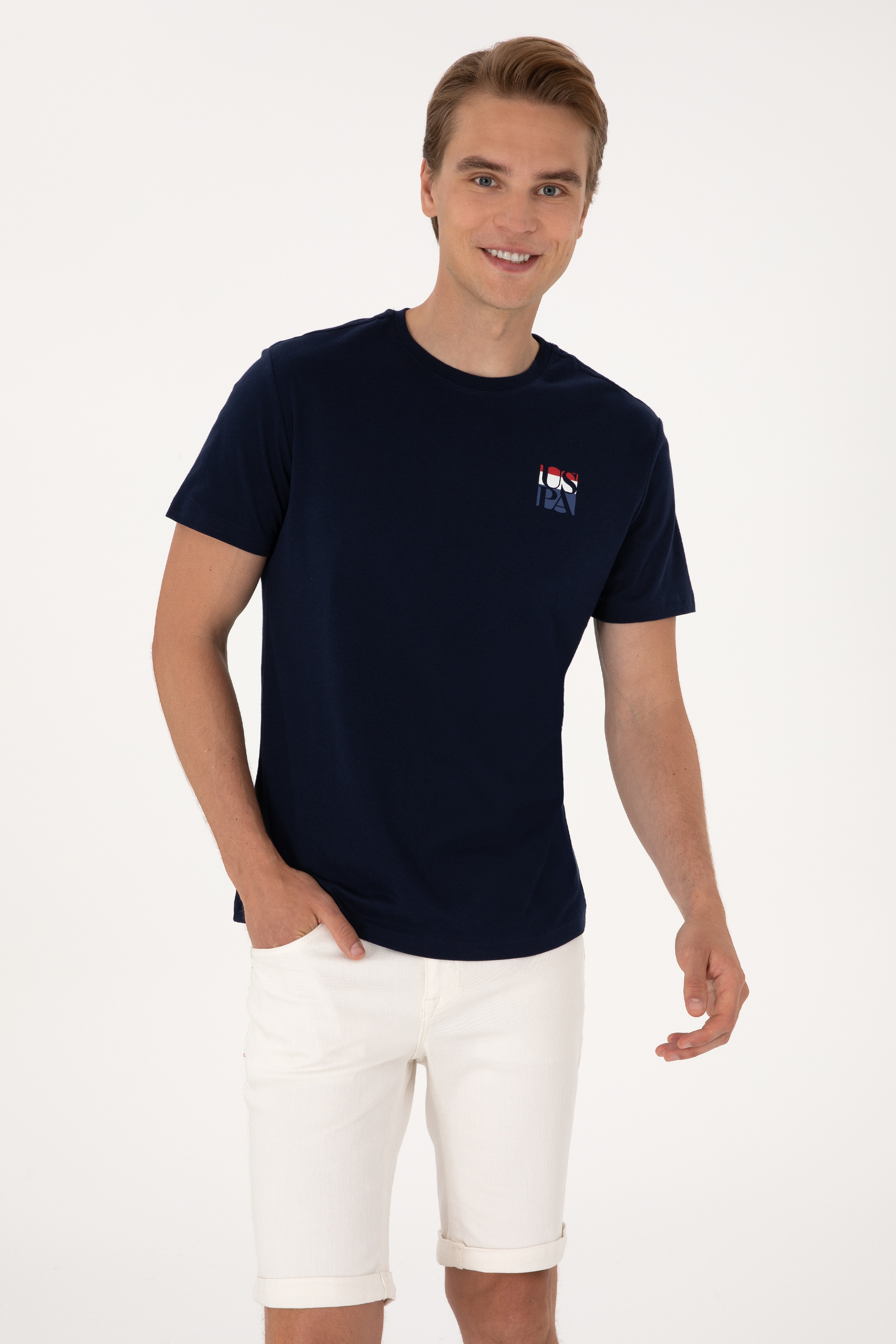 Erkek Regular Fit Lacivert Bisiklet Yaka Tişört - Image 1