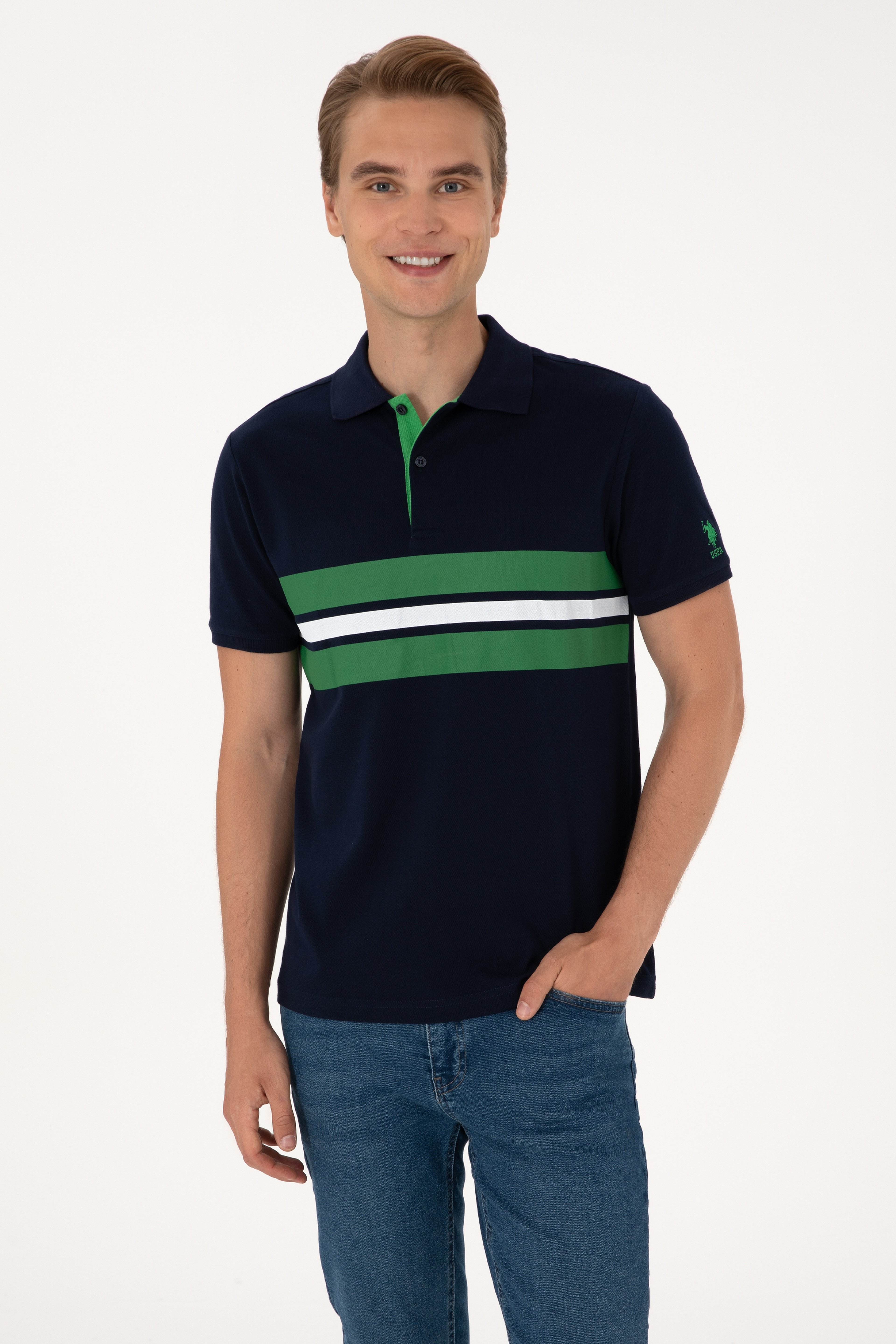 Erkek Regular Fit Lacivert Polo Yaka Tişört - Image 1
