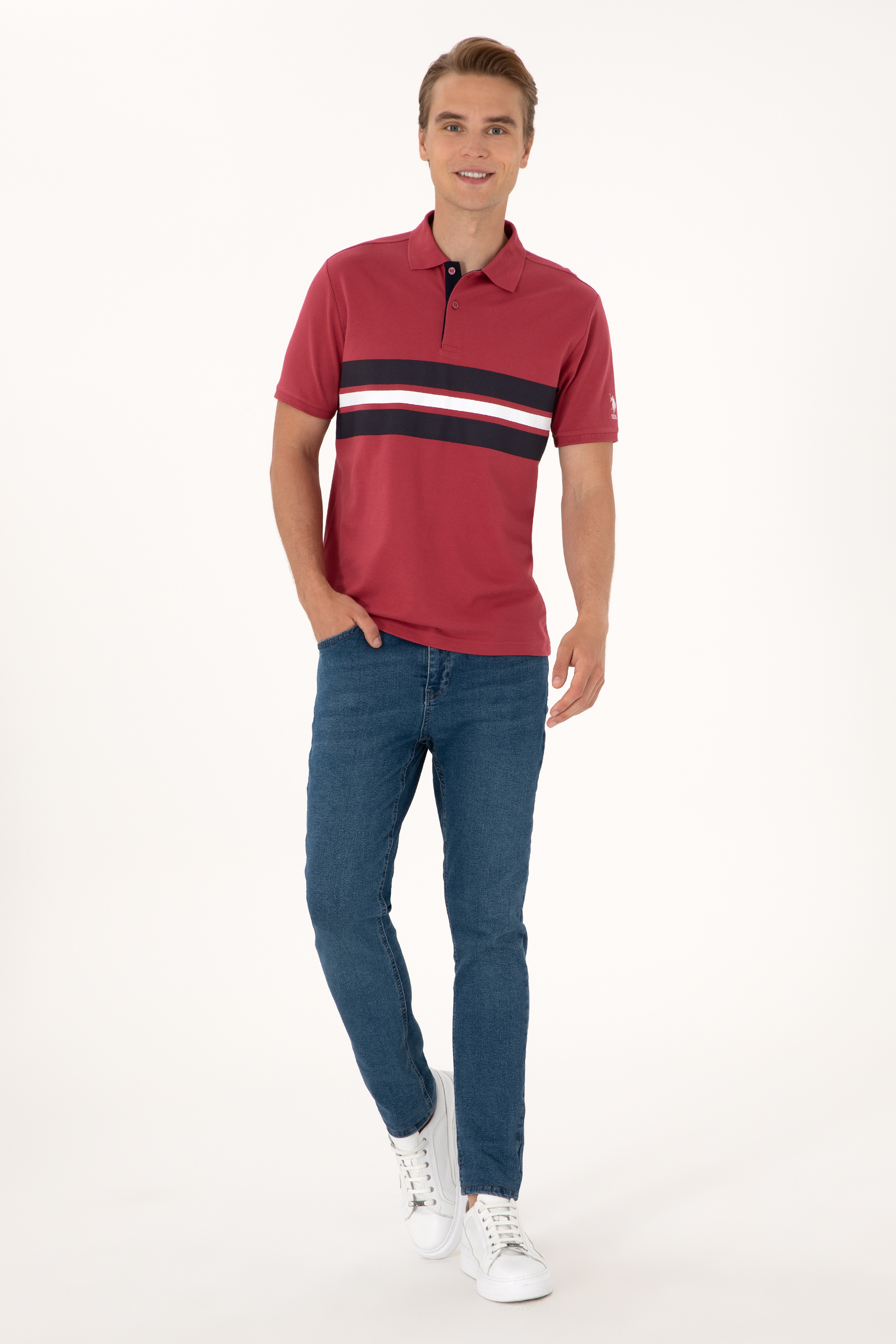 Erkek Regular Fit Vişne Polo Yaka Tişört