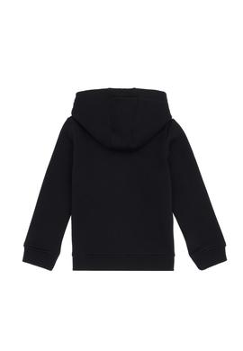 Kız Çocuk Siyah Kapüşonlu Fermuarlı Şardonlu Basic Sweatshirt - 50316809021