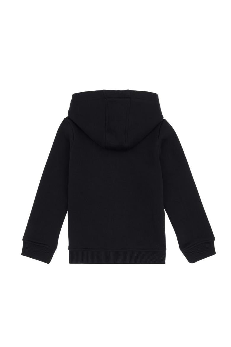 Kız Çocuk Siyah Kapüşonlu Fermuarlı Şardonlu Basic Sweatshirt - 50316809021