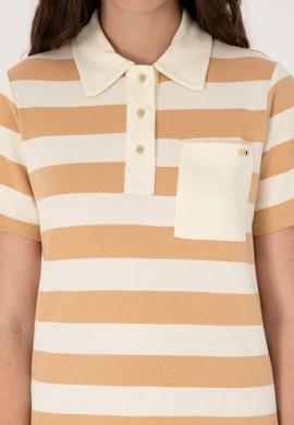 Kadın Camel Cepli Polo Yaka Tişört - 50306713007