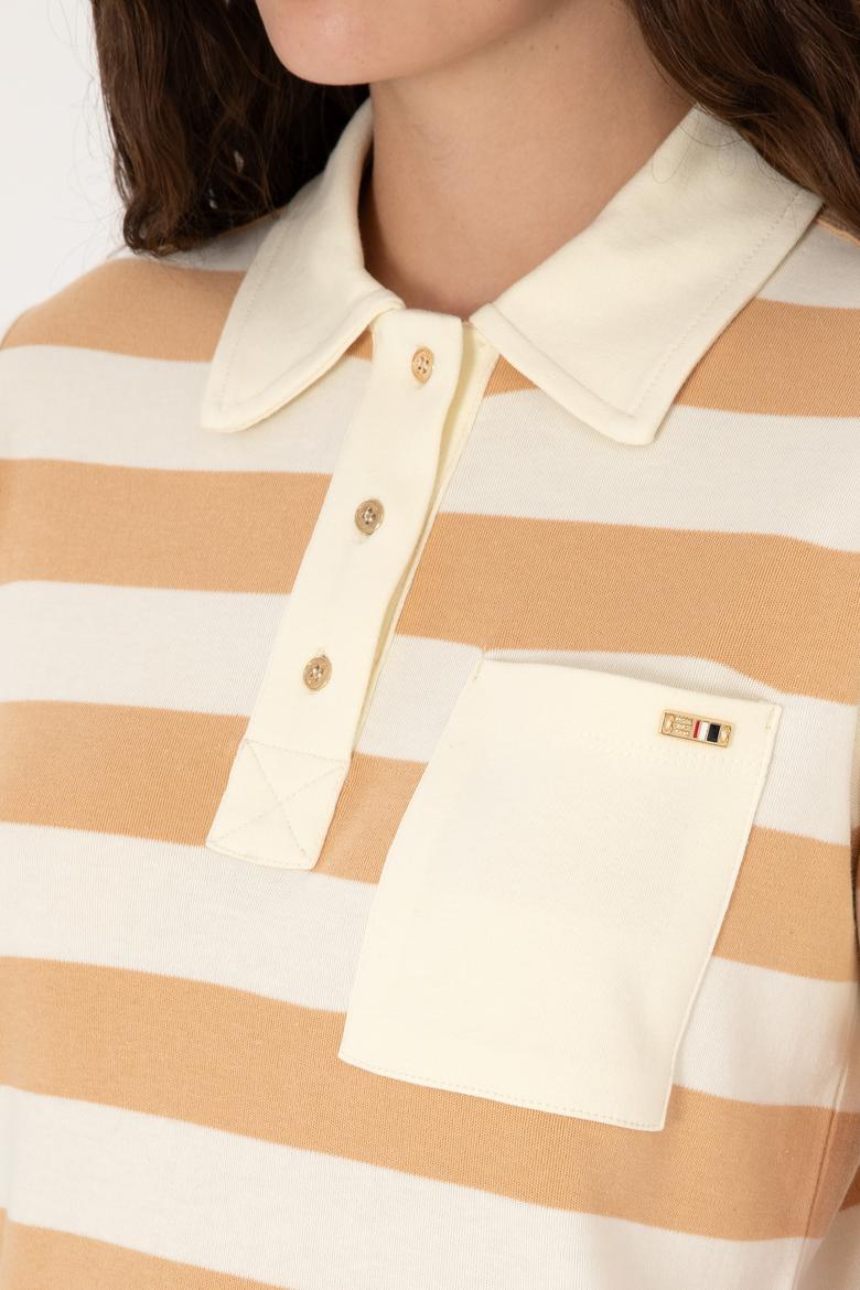 Kadın Camel Cepli Polo Yaka Tişört - 50306713007