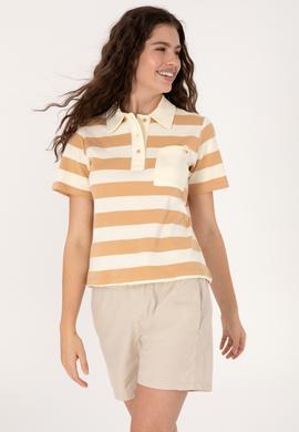 Kadın Camel Cepli Polo Yaka Tişört - 50306713007