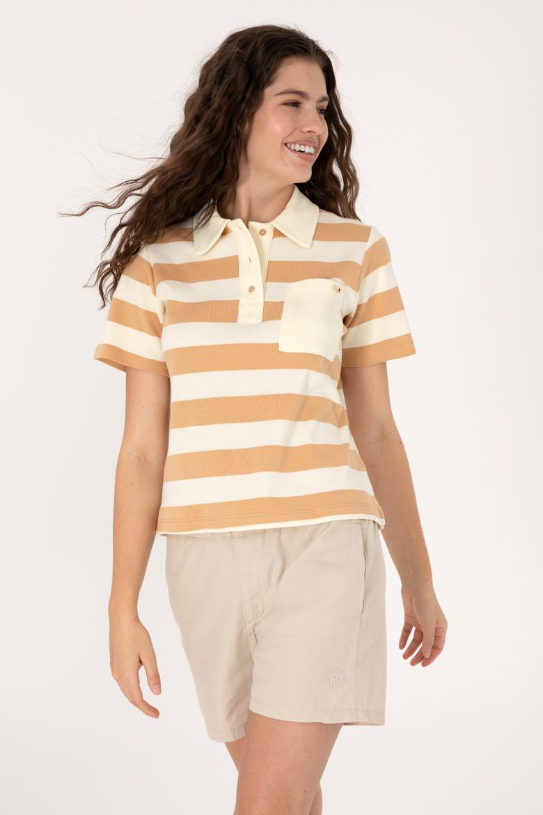 Kadın Camel Cepli Polo Yaka Tişört - 50306713007