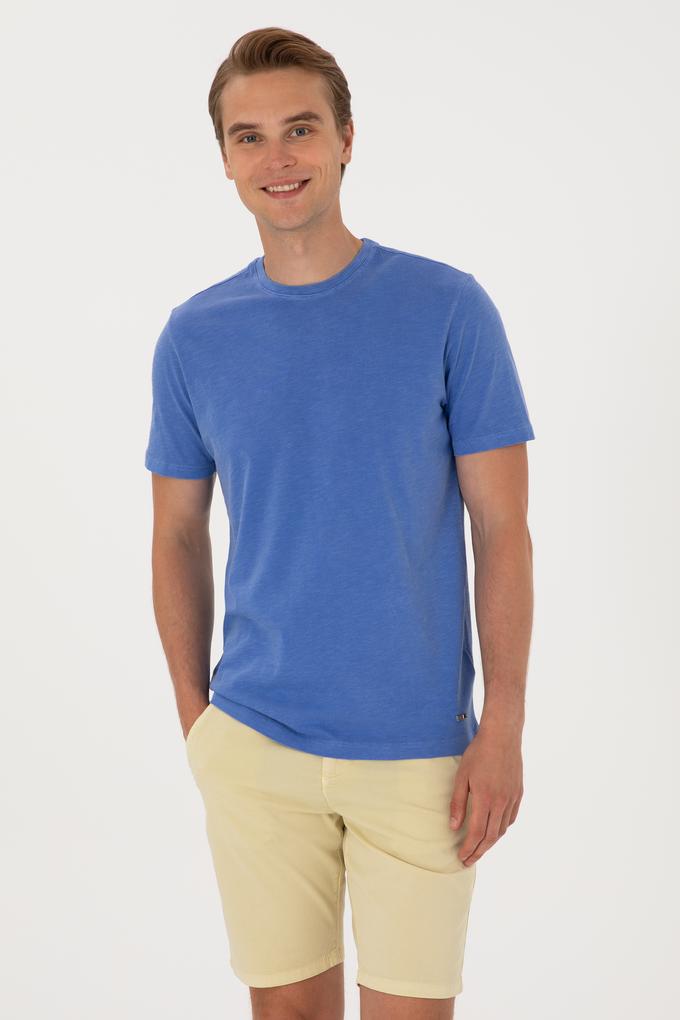 Erkek İndigo Basic Tişört