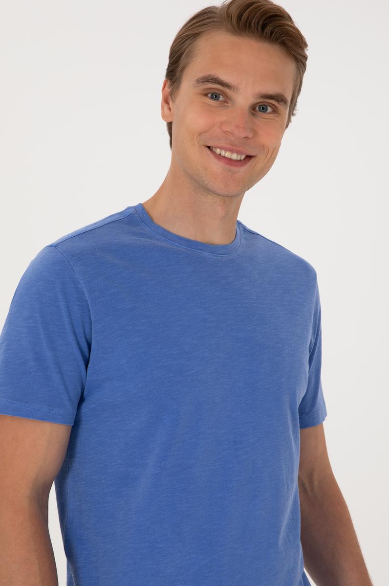 Erkek İndigo Basic Tişört