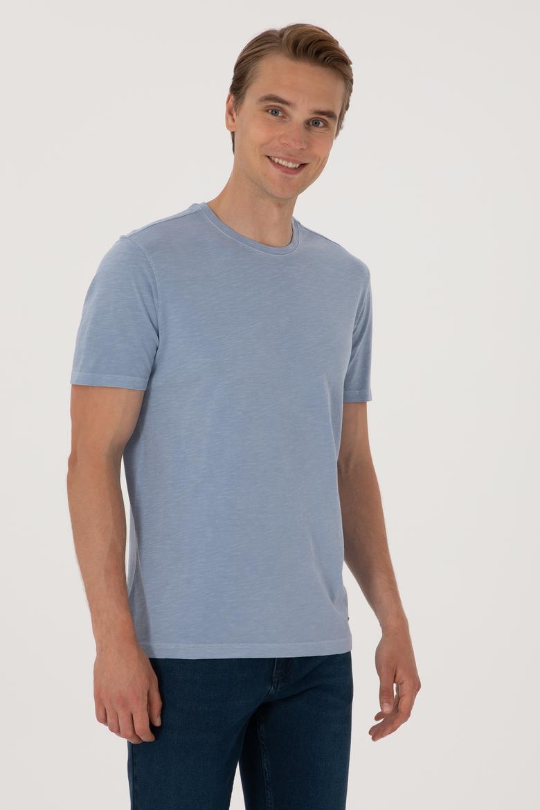 Erkek Mavi Basic Tişört