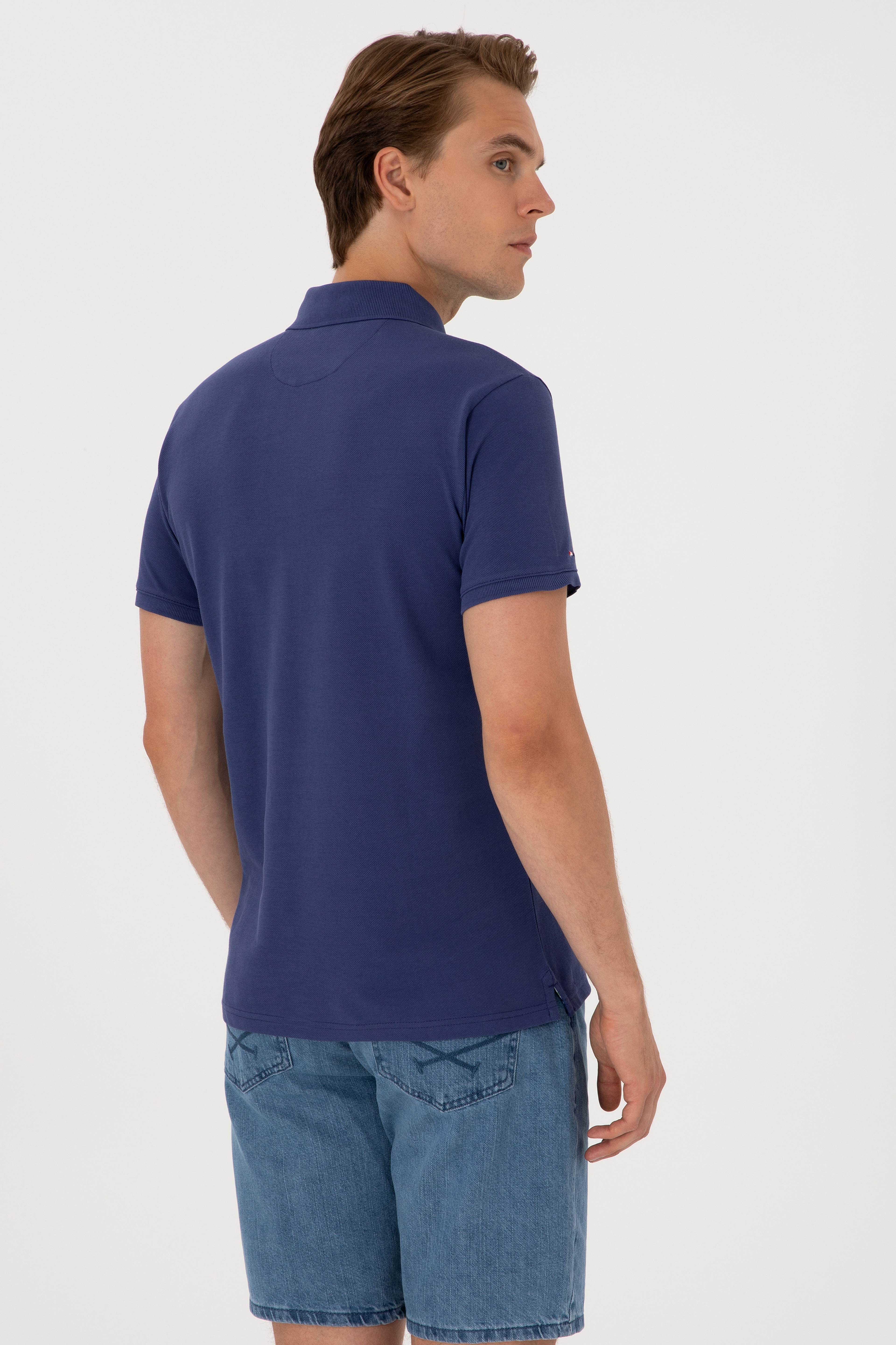 Erkek Açık Lacivert Basic Tişört - Image 5