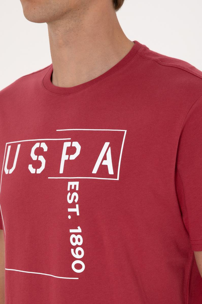 Erkek Regular Fit Vişne Bisiklet Yaka Tişört