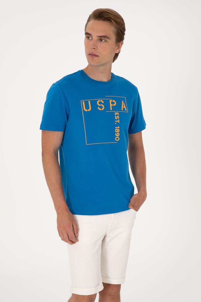 Erkek Regular Fit Kobalt Mavi Bisiklet Yaka Tişört - 50306908019