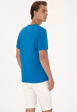 Erkek Regular Fit Kobalt Mavi Bisiklet Yaka Tişört - 50306908019