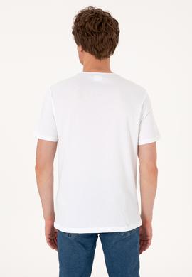 Erkek Regular Fit Beyaz Bisiklet Yaka Tişört - 50306907037