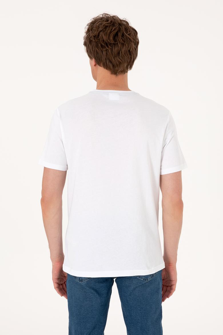 Erkek Regular Fit Beyaz Bisiklet Yaka Tişört - 50306907037