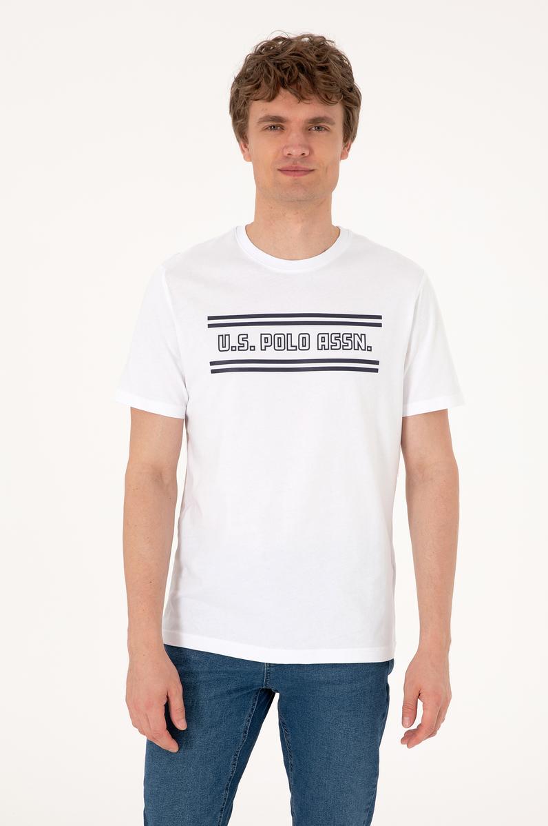 Erkek Regular Fit Beyaz Bisiklet Yaka Tişört