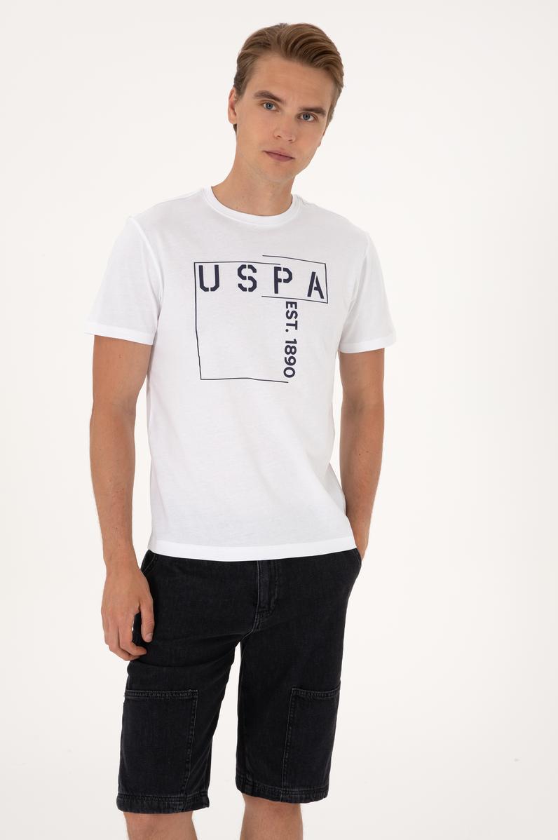 Erkek Regular Fit Beyaz Bisiklet Yaka Tişört