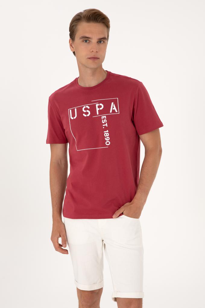 Erkek Regular Fit Vişne Bisiklet Yaka Tişört