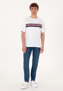 Erkek Comfort Fit Beyaz Bisiklet Yaka Tişört - 50306912019