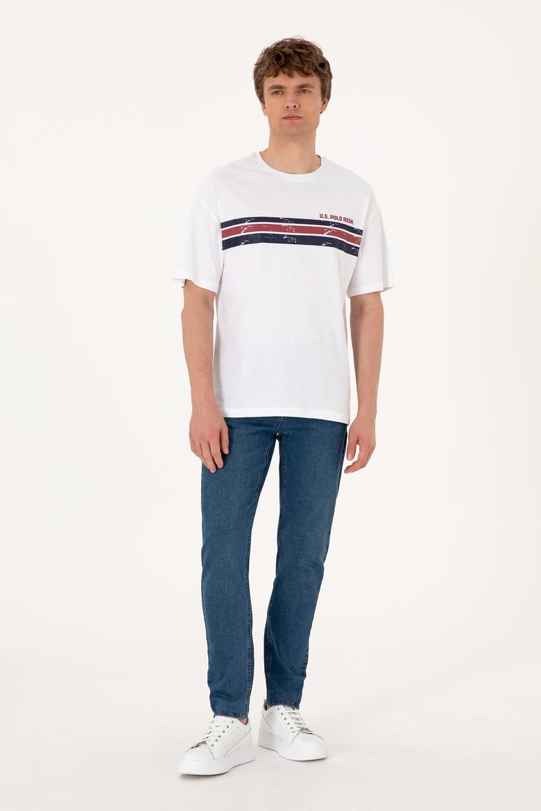 Erkek Comfort Fit Beyaz Bisiklet Yaka Tişört - 50306912019