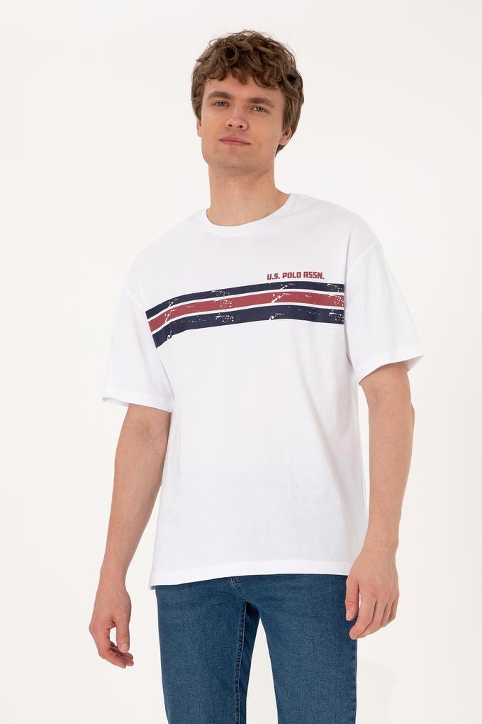 Erkek Comfort Fit Beyaz Bisiklet Yaka Tişört