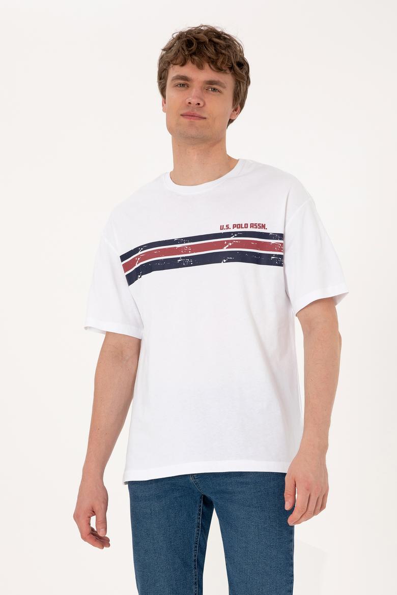 Erkek Comfort Fit Beyaz Bisiklet Yaka Tişört