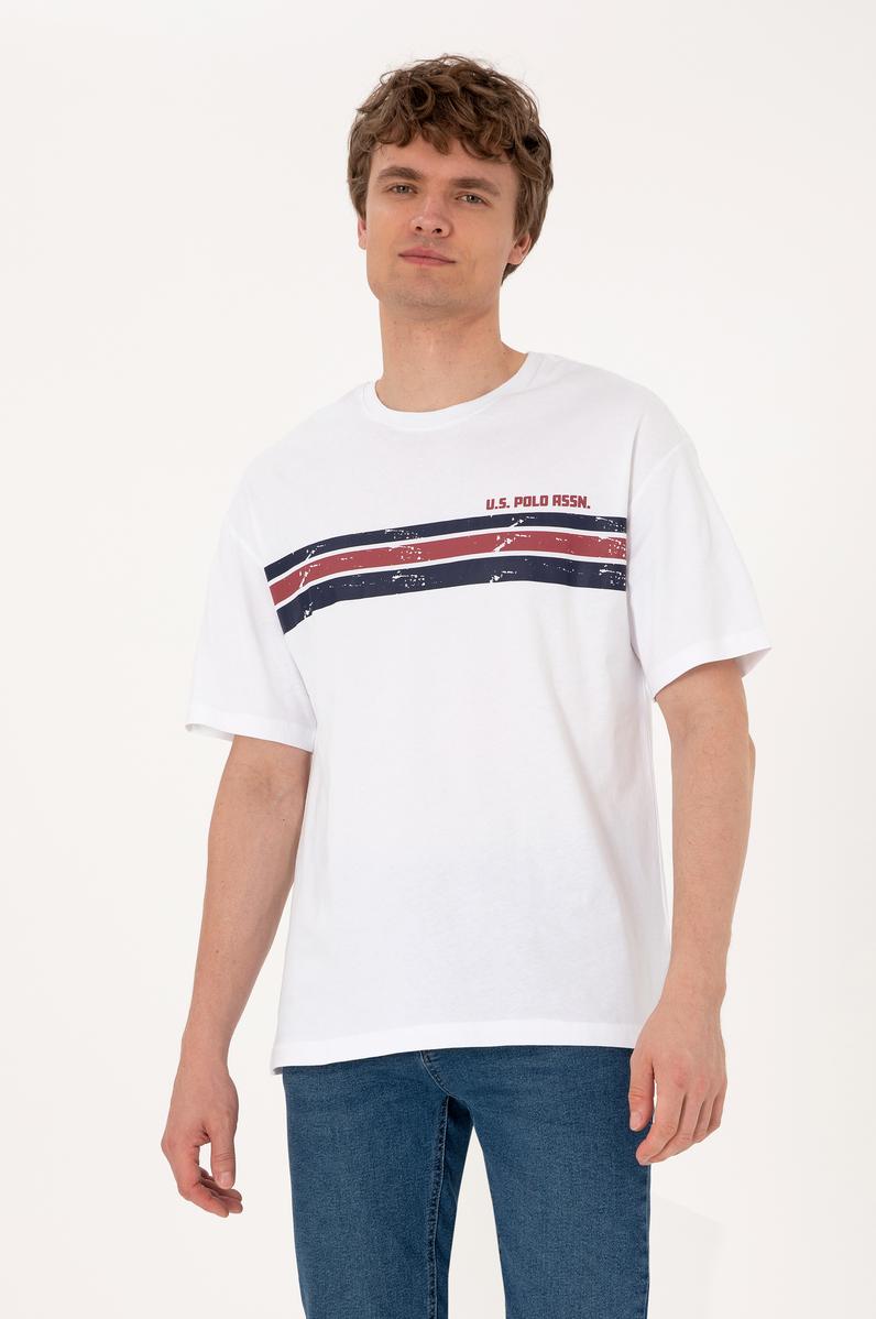 Erkek Comfort Fit Beyaz Bisiklet Yaka Tişört