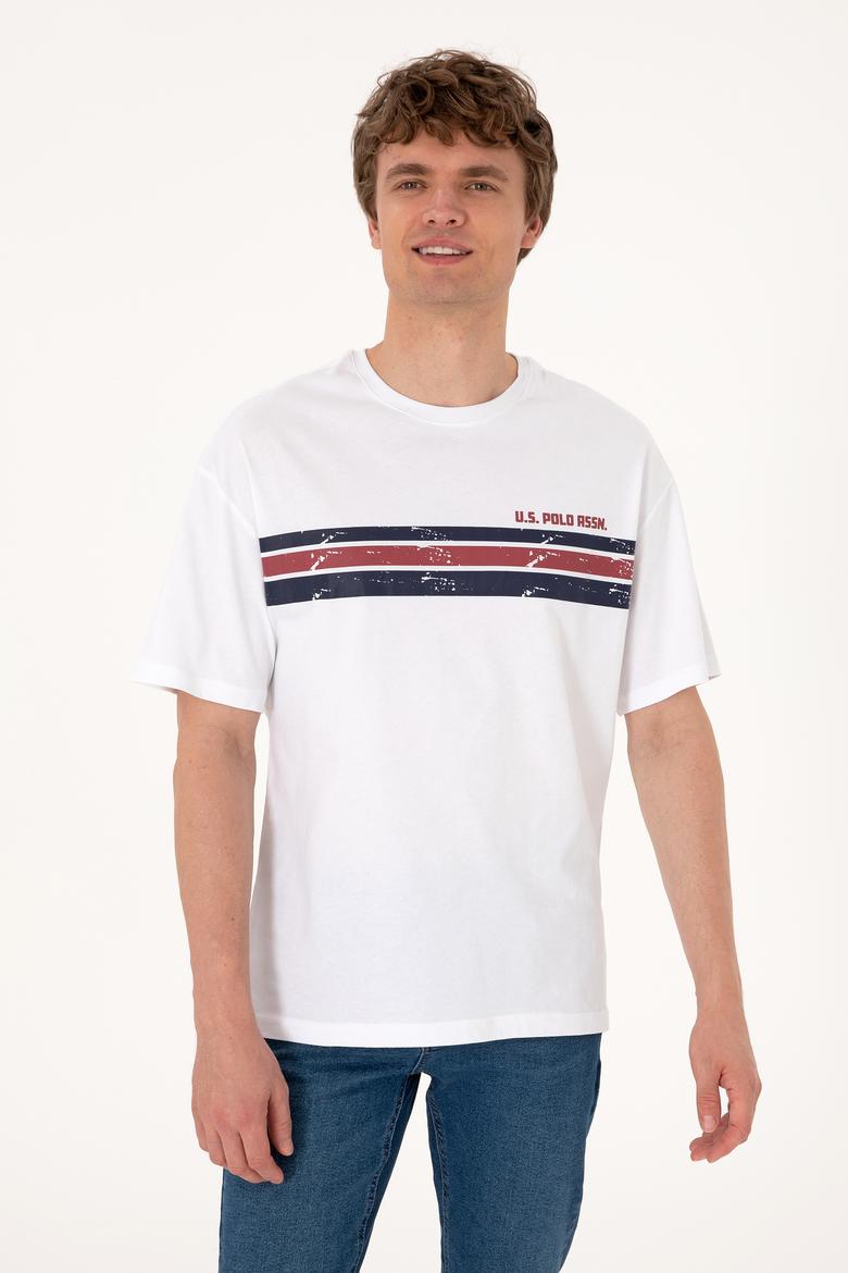 Erkek Comfort Fit Beyaz Bisiklet Yaka Tişört - 50306912019