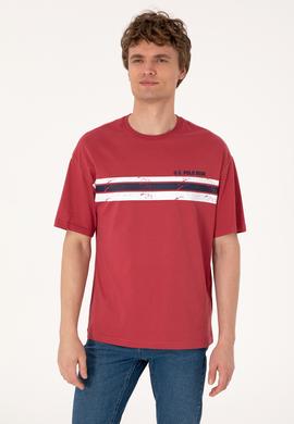 Erkek Comfort Fit Vişne Bisiklet Yaka Tişört - 50306912036